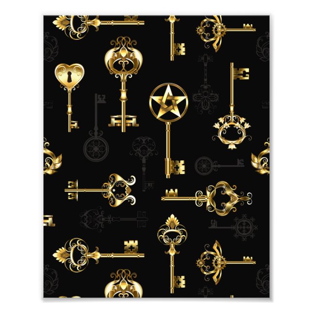 Seamless Pattern with Golden Keys Photo Print (Front)