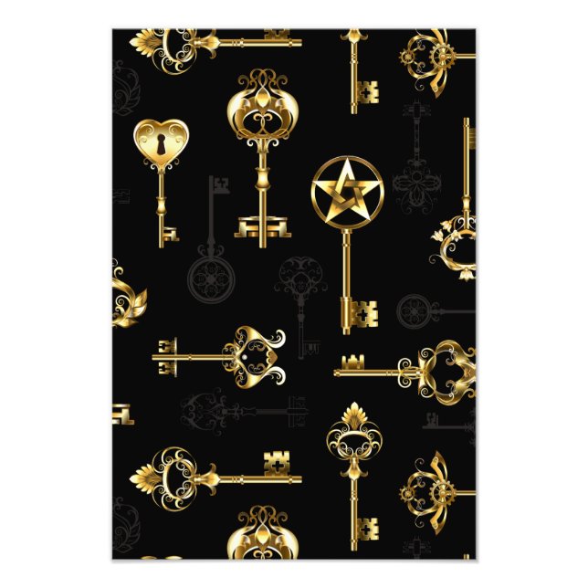 Seamless Pattern with Golden Keys Photo Print (Front)