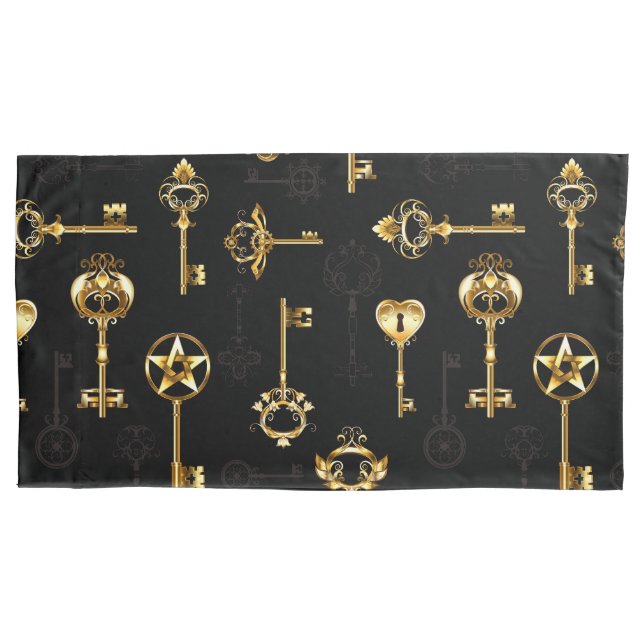Seamless Pattern with Golden Keys Pillowcase (Front)