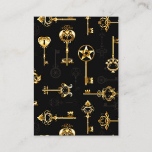 Seamless Pattern with Golden Keys Place Card