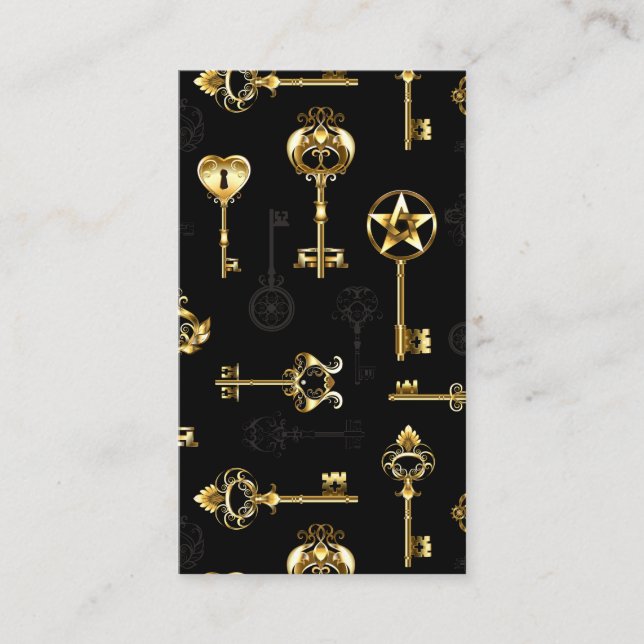 Seamless Pattern with Golden Keys Place Card (Front)