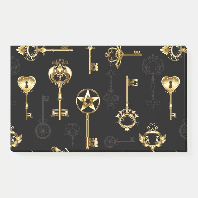 Seamless Pattern with Golden Keys Post-it Notes (Front)