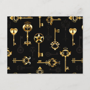 Seamless Pattern with Golden Keys Postcard