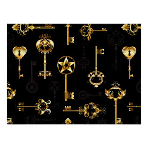 Seamless Pattern with Golden Keys Poster