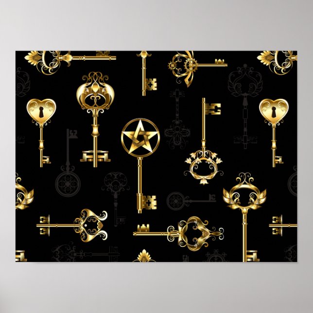 Seamless Pattern with Golden Keys Poster (Front)