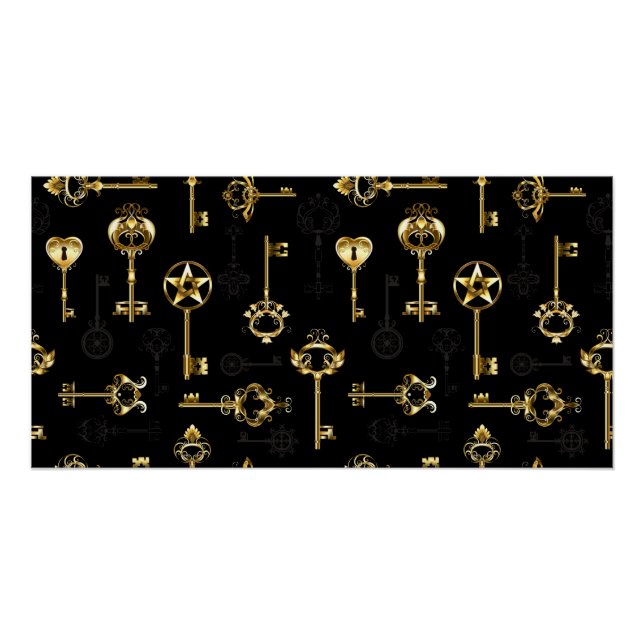 Seamless Pattern with Golden Keys Poster (Front)