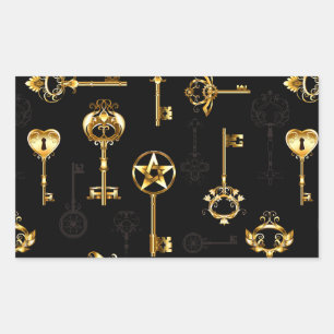 Seamless Pattern with Golden Keys Rectangular Sticker