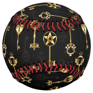 Seamless Pattern with Golden Keys Softball