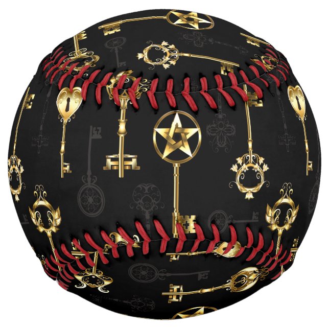 Seamless Pattern with Golden Keys Softball (Front)
