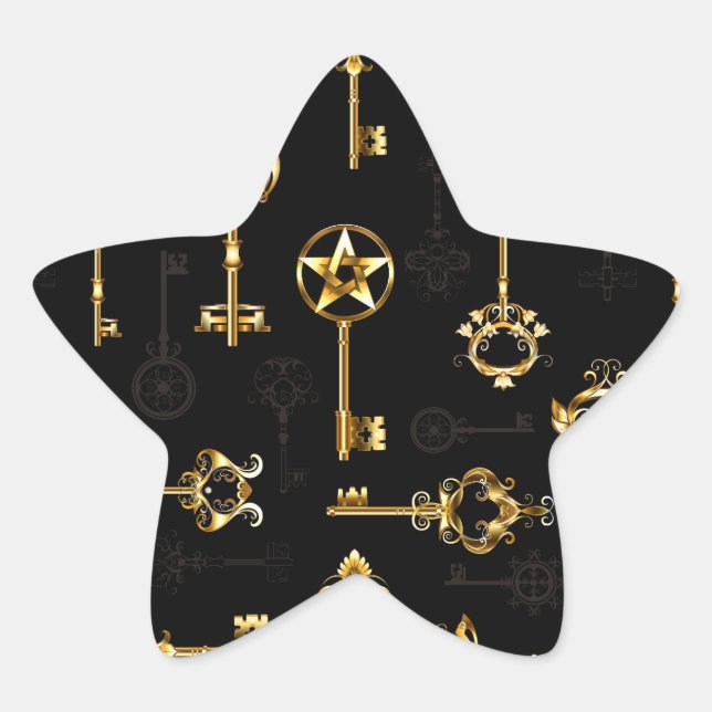 Seamless Pattern with Golden Keys Star Sticker (Front)
