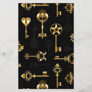 Seamless Pattern with Golden Keys Stationery