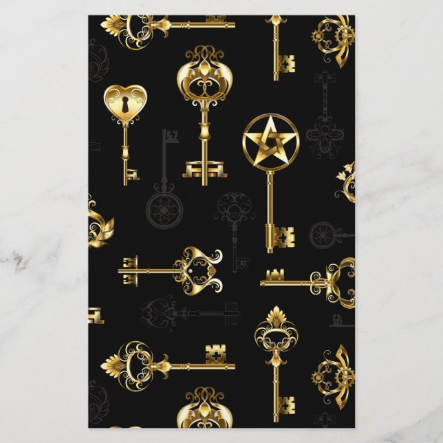 Seamless Pattern with Golden Keys Stationery (Front)
