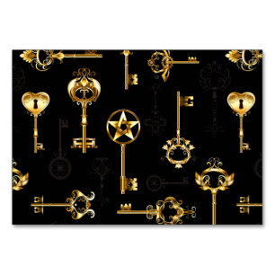 Seamless Pattern with Golden Keys Table Number