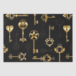 Seamless Pattern with Golden Keys Tissue Paper