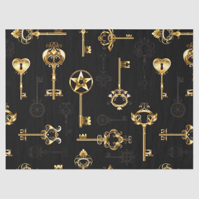 Seamless Pattern with Golden Keys Tissue Paper (Front)