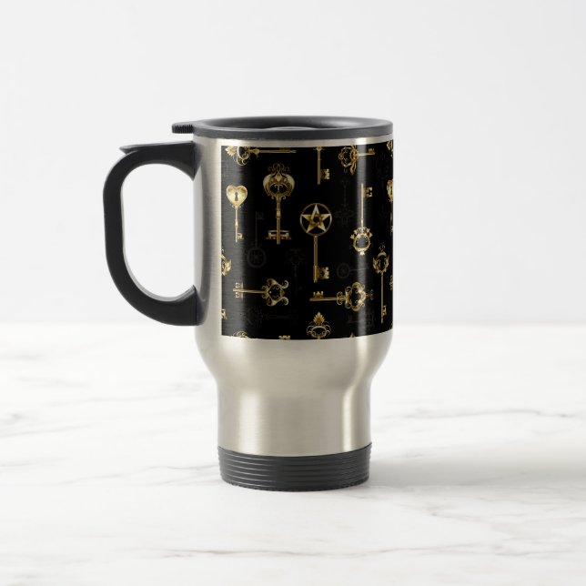 Seamless Pattern with Golden Keys Travel Mug (Left)