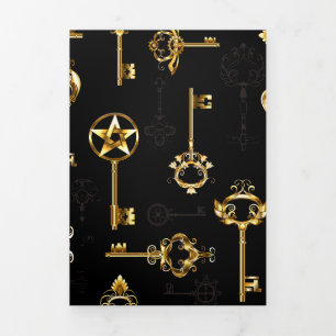 Seamless Pattern with Golden Keys Tri-Fold Programme
