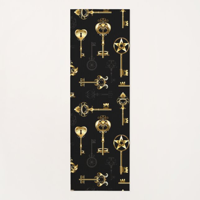 Seamless Pattern with Golden Keys Yoga Mat (Front)