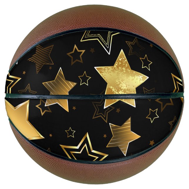 Seamless pattern with Golden Stars Basketball (Front)