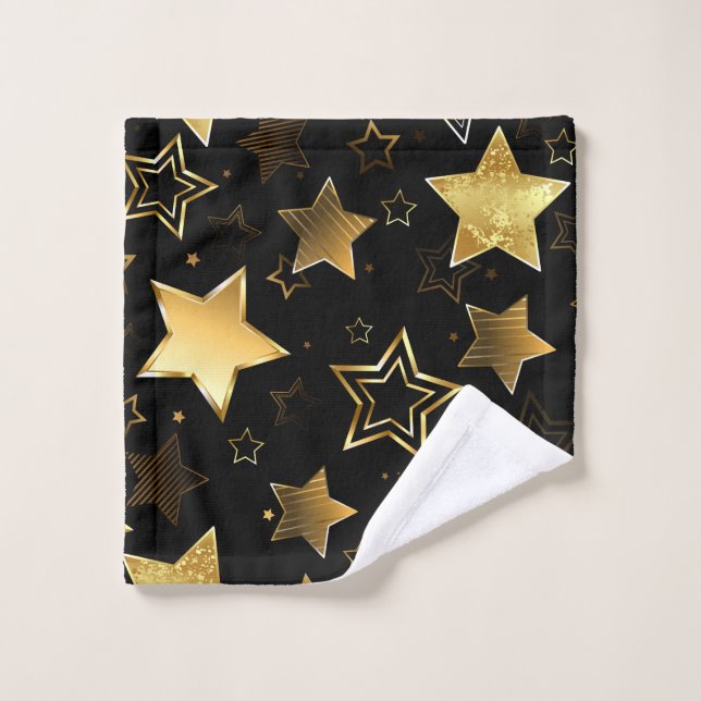 Seamless pattern with Golden Stars Bath Towel Set (Wash Cloth)