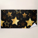 Seamless pattern with Golden Stars Beach Towel<br><div class="desc">Seamless with Golden Stars on Black background. Gold star.</div>