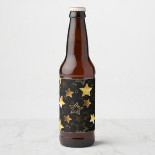 Seamless pattern with Golden Stars Beer Bottle Label