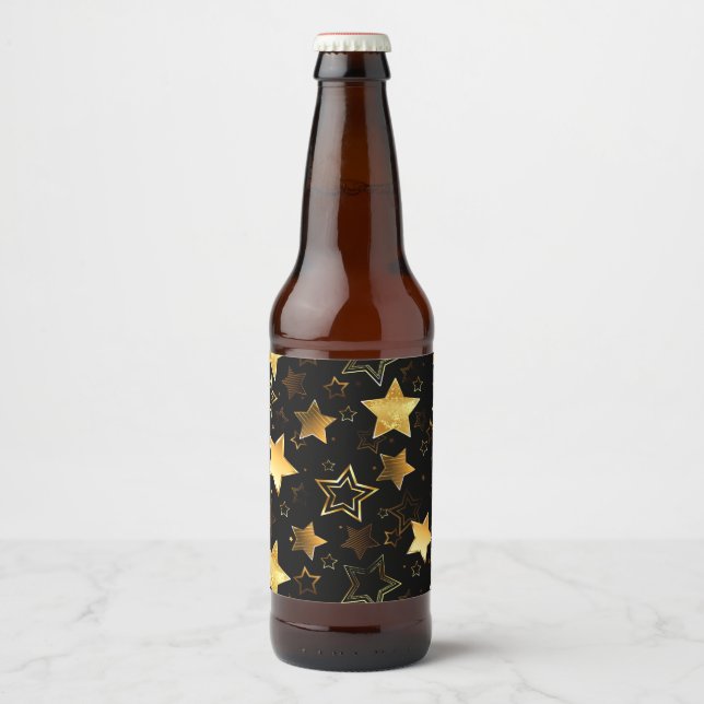 Seamless pattern with Golden Stars Beer Bottle Label (Front)