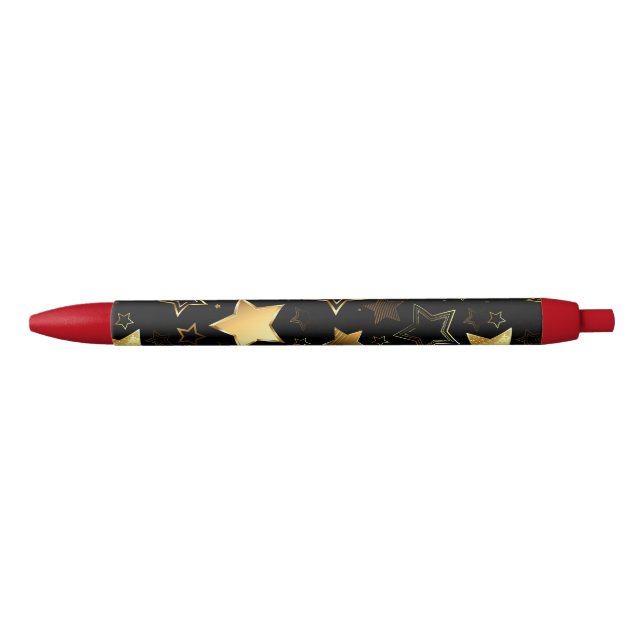 Seamless pattern with Golden Stars Black Ink Pen (Front)