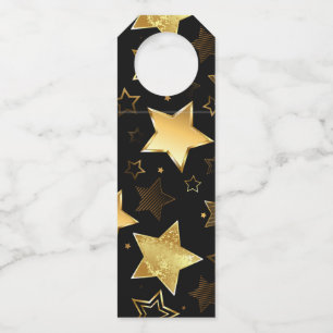 Seamless pattern with Golden Stars Bottle Tag