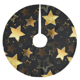 Seamless pattern with Golden Stars Brushed Polyester Tree Skirt