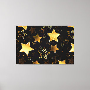 Seamless pattern with Golden Stars Canvas Print