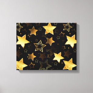Seamless pattern with Golden Stars Canvas Print