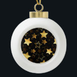 Seamless pattern with Golden Stars Ceramic Ball Christmas Ornament<br><div class="desc">Seamless with Golden Stars on Black background. Gold star.</div>