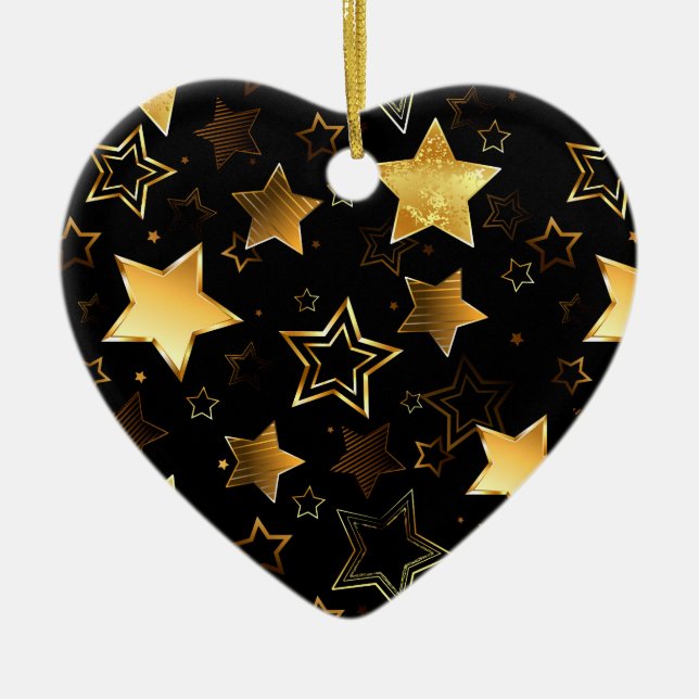 Seamless pattern with Golden Stars Ceramic Tree Decoration (Front)