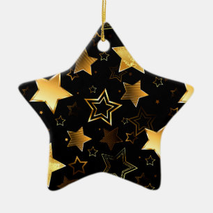 Seamless pattern with Golden Stars Ceramic Tree Decoration