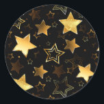 Seamless pattern with Golden Stars Classic Round Sticker<br><div class="desc">Seamless with Golden Stars on Black background. Gold star.</div>