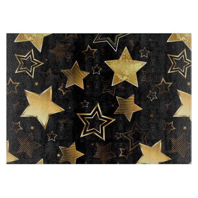 Seamless pattern with Golden Stars Cutting Board (Front)