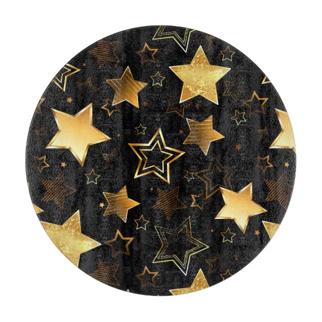 Seamless pattern with Golden Stars Cutting Board (Front)