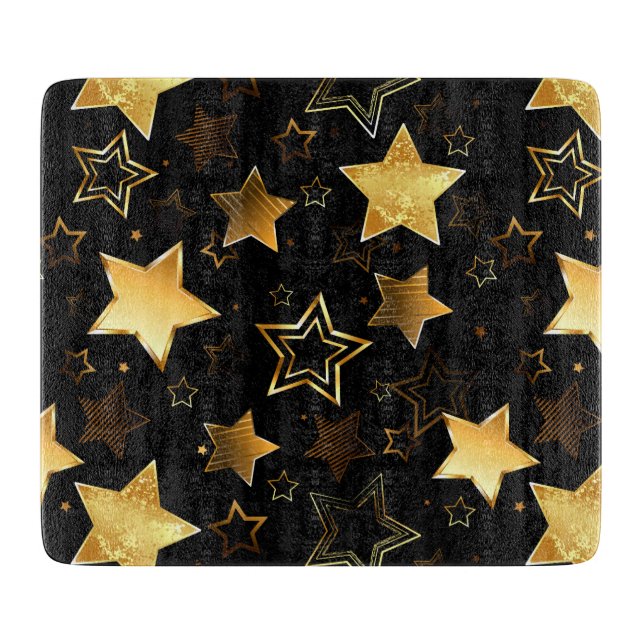 Seamless pattern with Golden Stars Cutting Board (Front)
