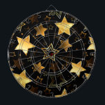 Seamless pattern with Golden Stars Dartboard<br><div class="desc">Seamless with Golden Stars on Black background. Gold star.</div>