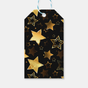 Seamless pattern with Golden Stars Gift Tags