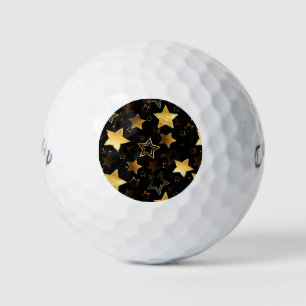 Seamless pattern with Golden Stars Golf Balls