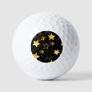 Seamless pattern with Golden Stars Golf Balls