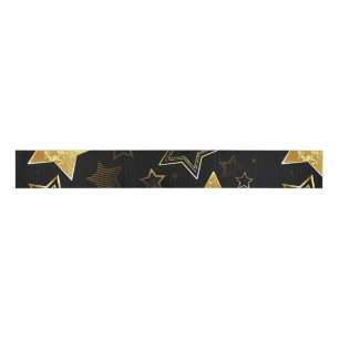 Seamless pattern with Golden Stars Grosgrain Ribbon