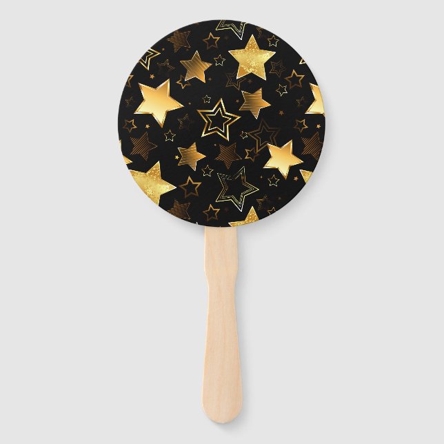 Seamless pattern with Golden Stars Hand Fan (Front)