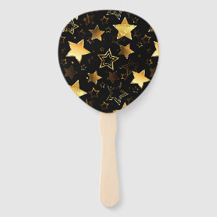 Seamless pattern with Golden Stars Hand Fan