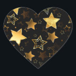 Seamless pattern with Golden Stars Heart Sticker<br><div class="desc">Seamless with Golden Stars on Black background. Gold star.</div>