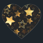Seamless pattern with Golden Stars Heart Sticker<br><div class="desc">Seamless with Golden Stars on Black background. Gold star.</div>