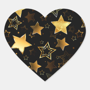 Seamless pattern with Golden Stars Heart Sticker
