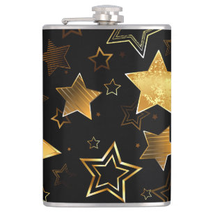 Seamless pattern with Golden Stars Hip Flask